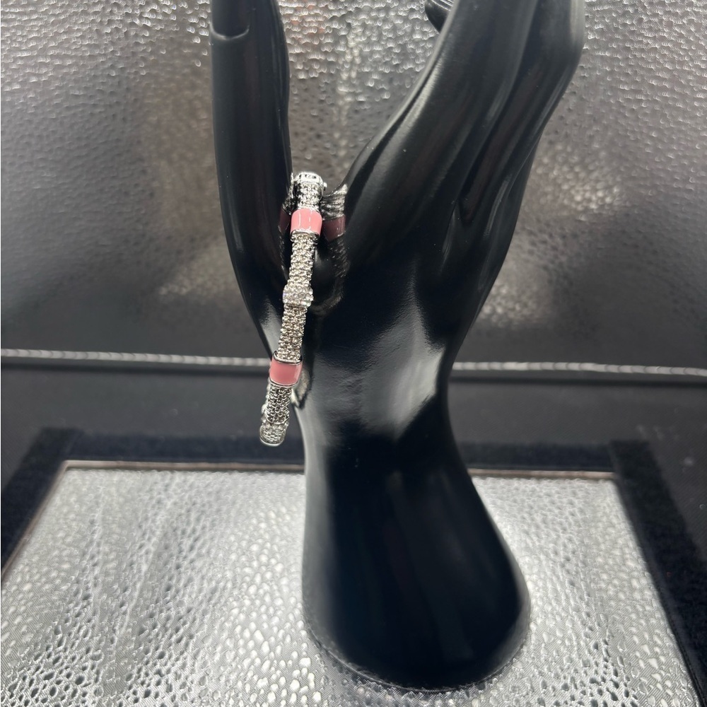 Elegant Silver and Pink Women's Magnetic Bangle